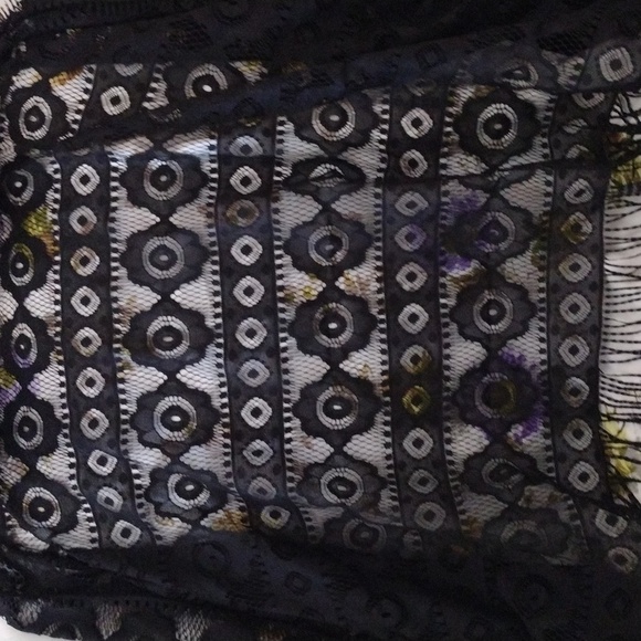Black Lace Scarf with Fringe - Picture 2 of 4